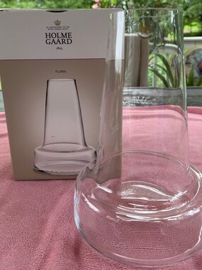 Holmegaard Flora 24cm Clear Glass Vase Signed NEW